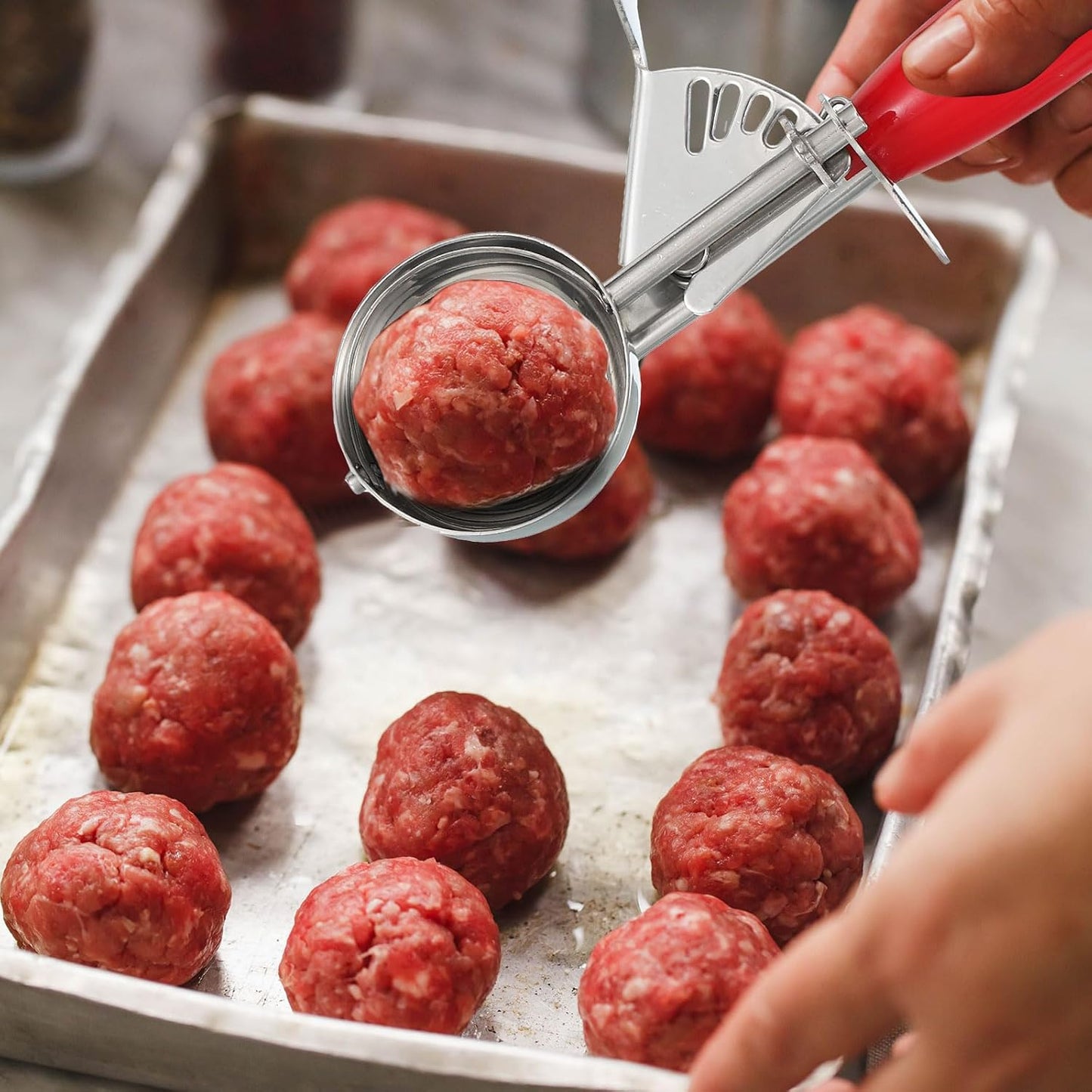 uxcell 3 Pcs Cookie Scoops, Ice Cream Scoop with Trigger for Baking Cookie Dough Rice Pudding Kitchen Gadget, Green