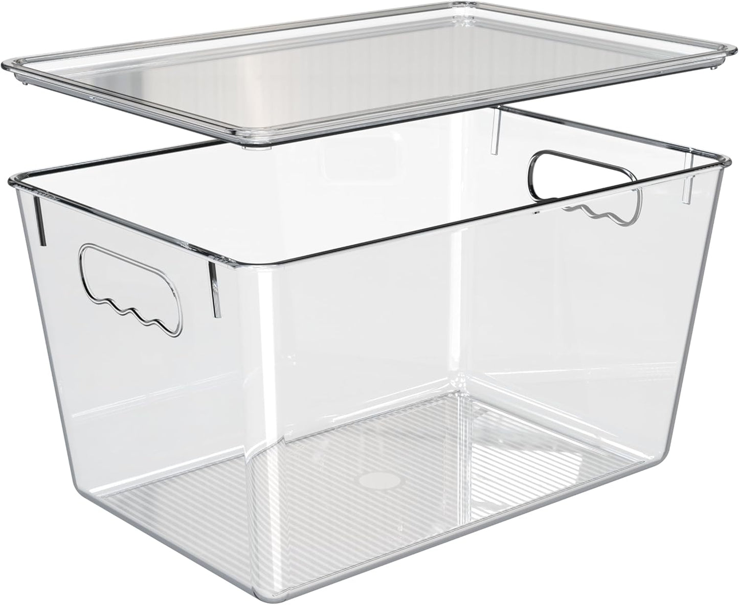 YAN & HIN 10 pcs/set Large Clear Storage Bins with Lids - Stackable, Transparent Pantry Storage with Handles - Nest Nicely for Easy Organization (11 "L x 7.5" W x 6.1 "H)