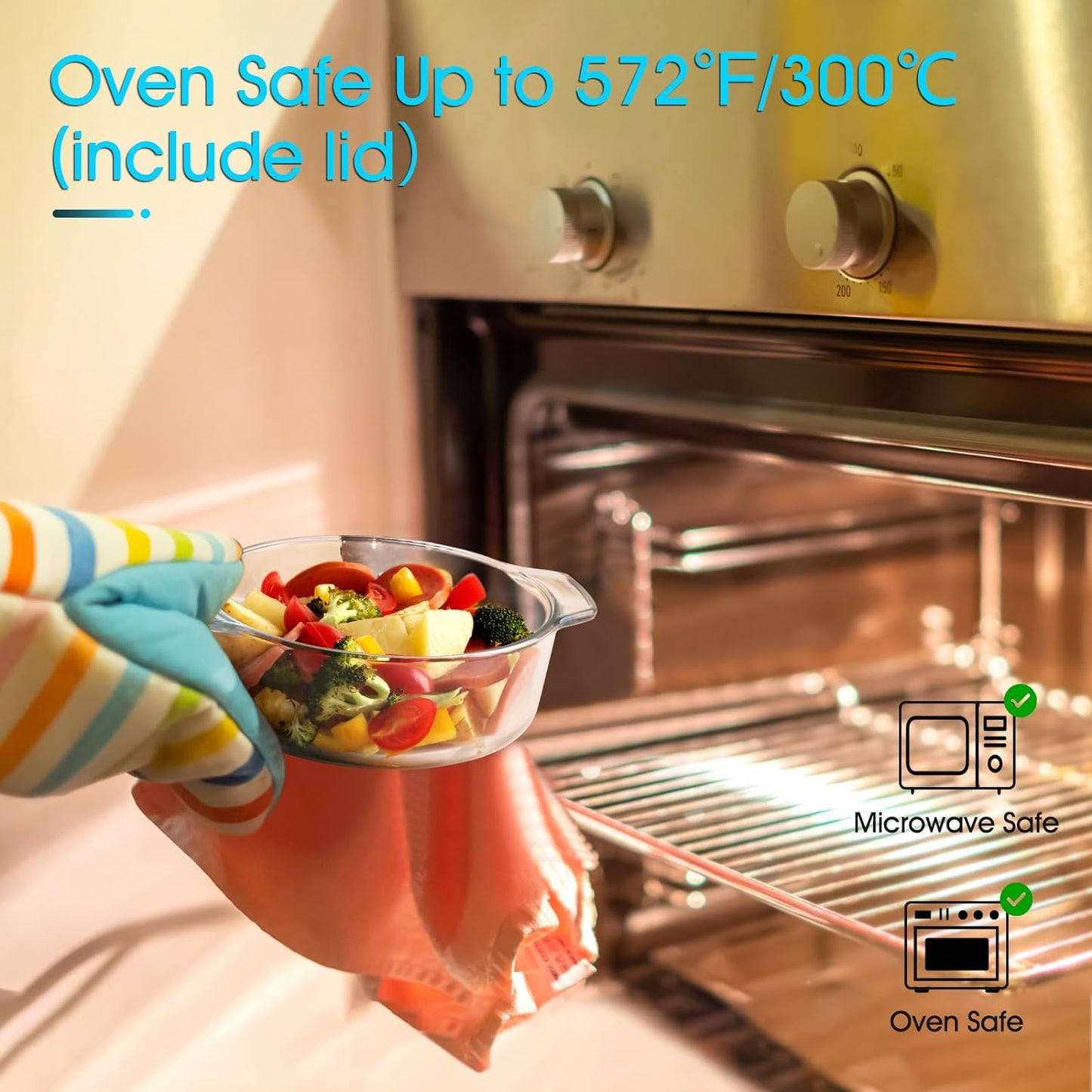 NUTRIUPS Mini Glass Casserole Dish with Lid Oven Safe Round Casserole Dish 6" Glass Baking Dish With Lid (25oz)