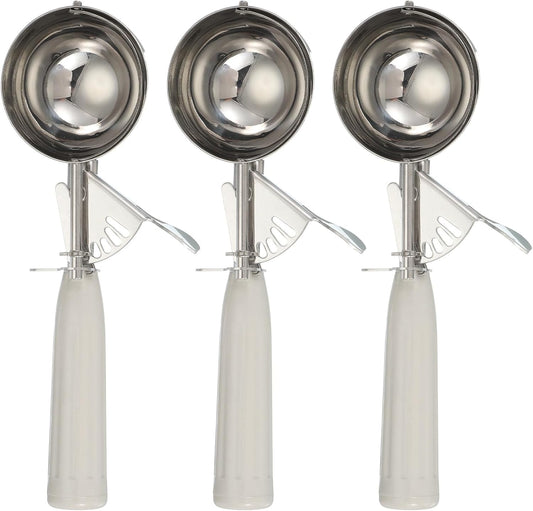 uxcell 3 Pcs Cookie Scoops, Ice Cream Scoop with Trigger for Baking Cookie Dough Rice Pudding Kitchen Gadget, Beige