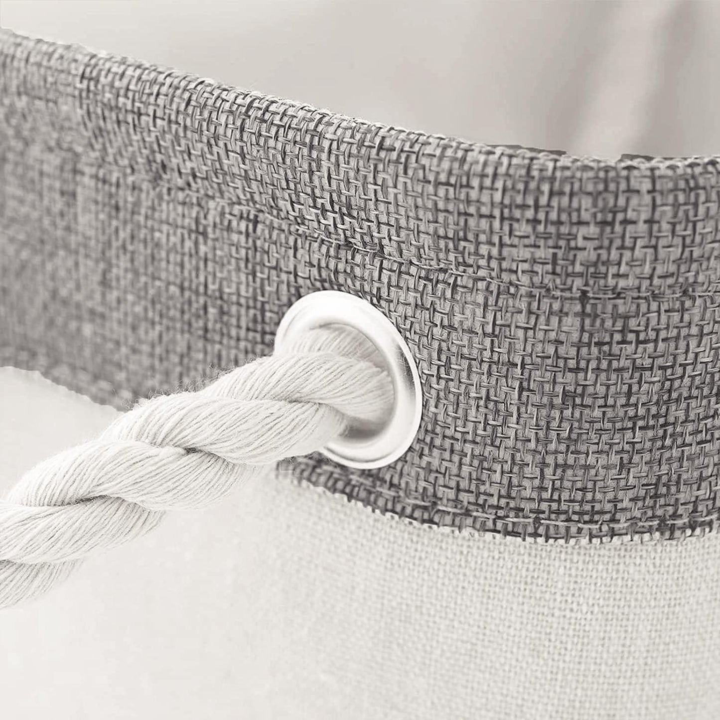 Storage Bins - Storage Baskets for Shelves Storage Cubes with Handles Small Baskets for Organizing (Gray and White 11.8 x 7.9 x 5.2 inch)