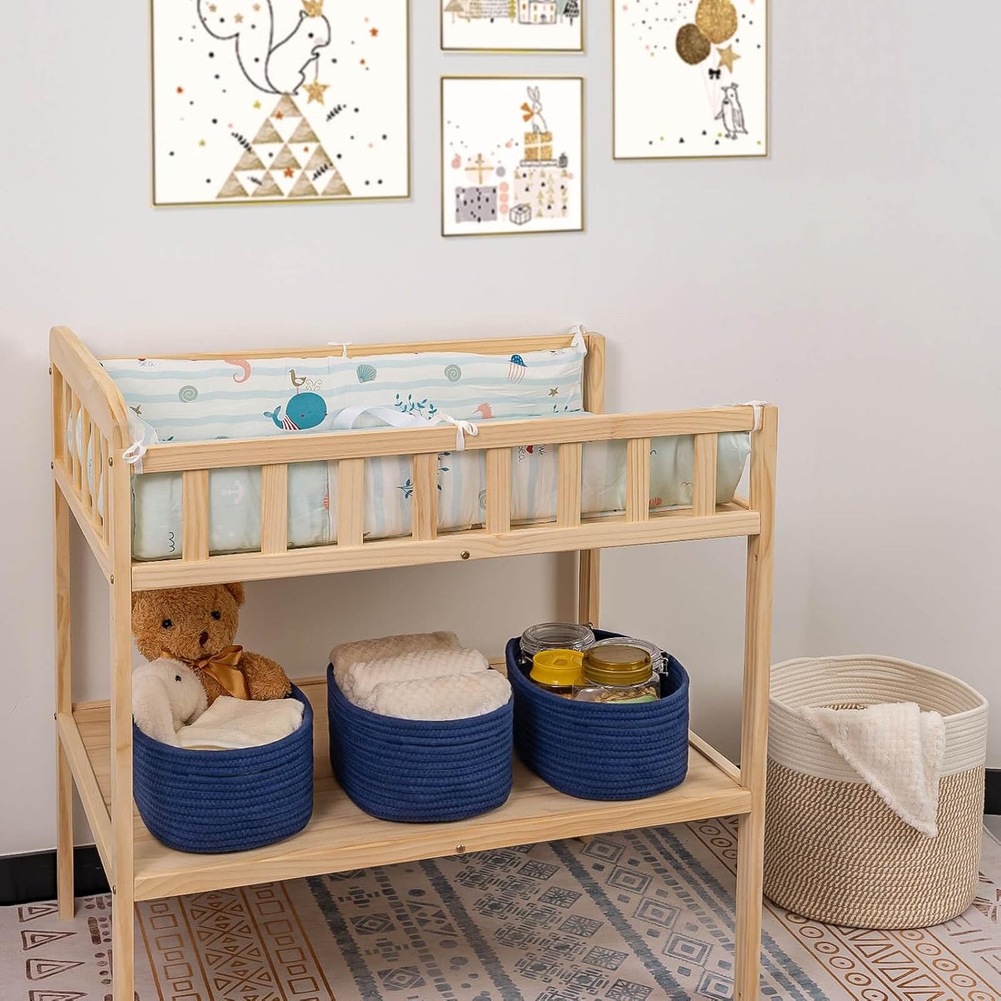 CubesLand Storage Basket, Cotton Rope, Navy Blue, 2 Pack, Organizing/Storage, Closet, Shelves, Decorative