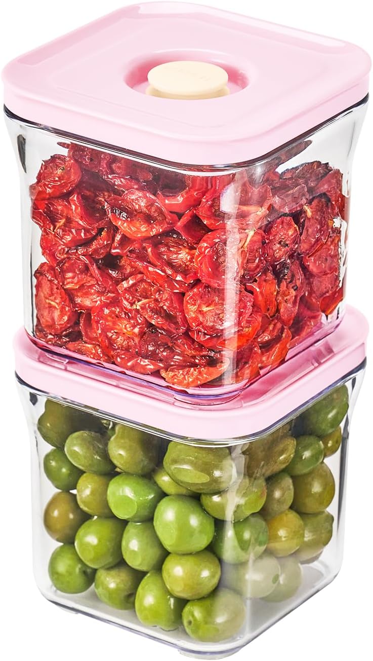Premium Airtight Food Storage Containers ROSE 0.53qt(0.5L) x2pcs, Patented Double Silicone Lining, 100% Leak Proof, BPA-FREE