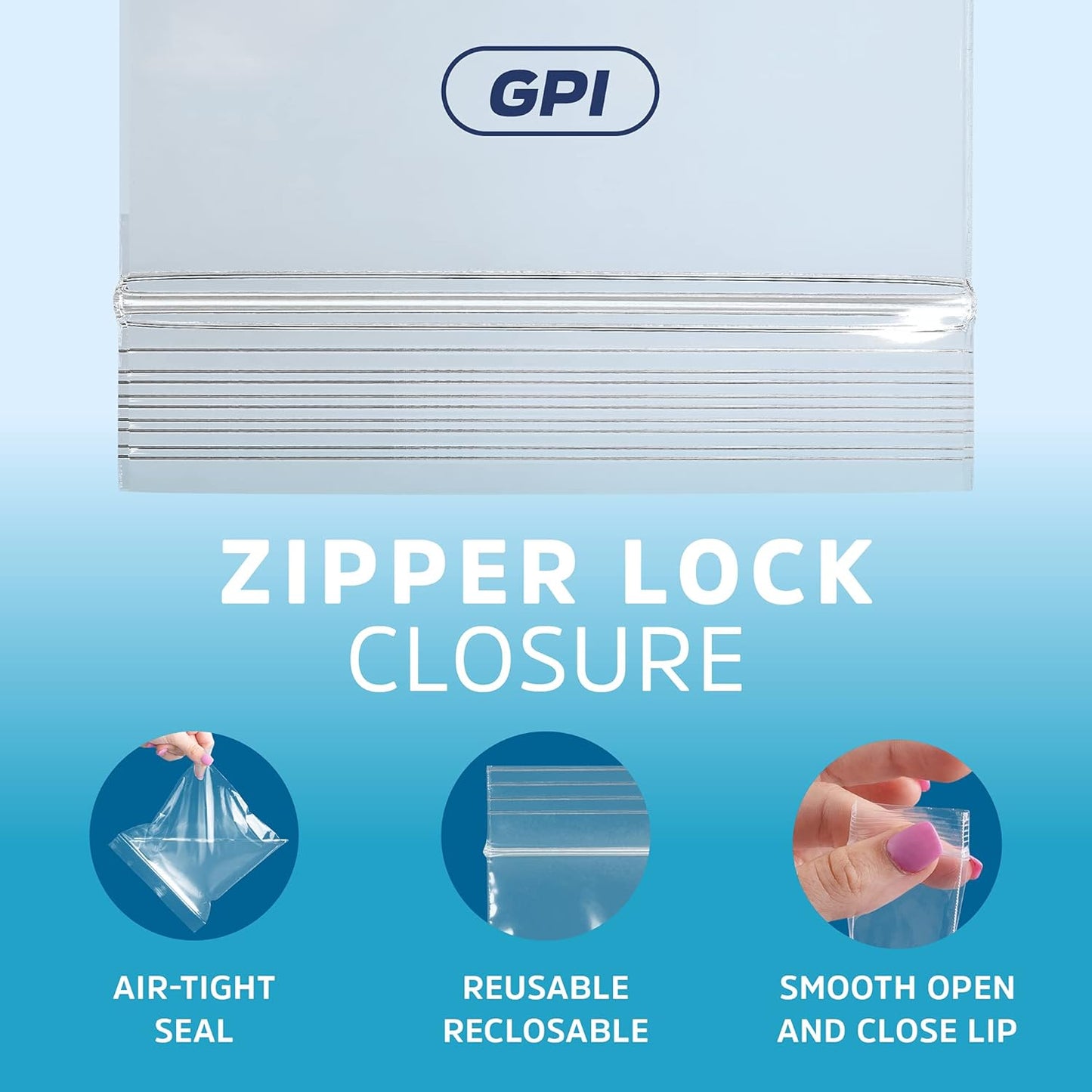 GPI - 13" x 18" - Bulk Pack of 100, 4 Mil Thick, Heavy Duty, Clear Plastic Reclosable Freezer Zip Bags, Strong & Durable Poly Baggies with Resealable Zipper Top Lock.
