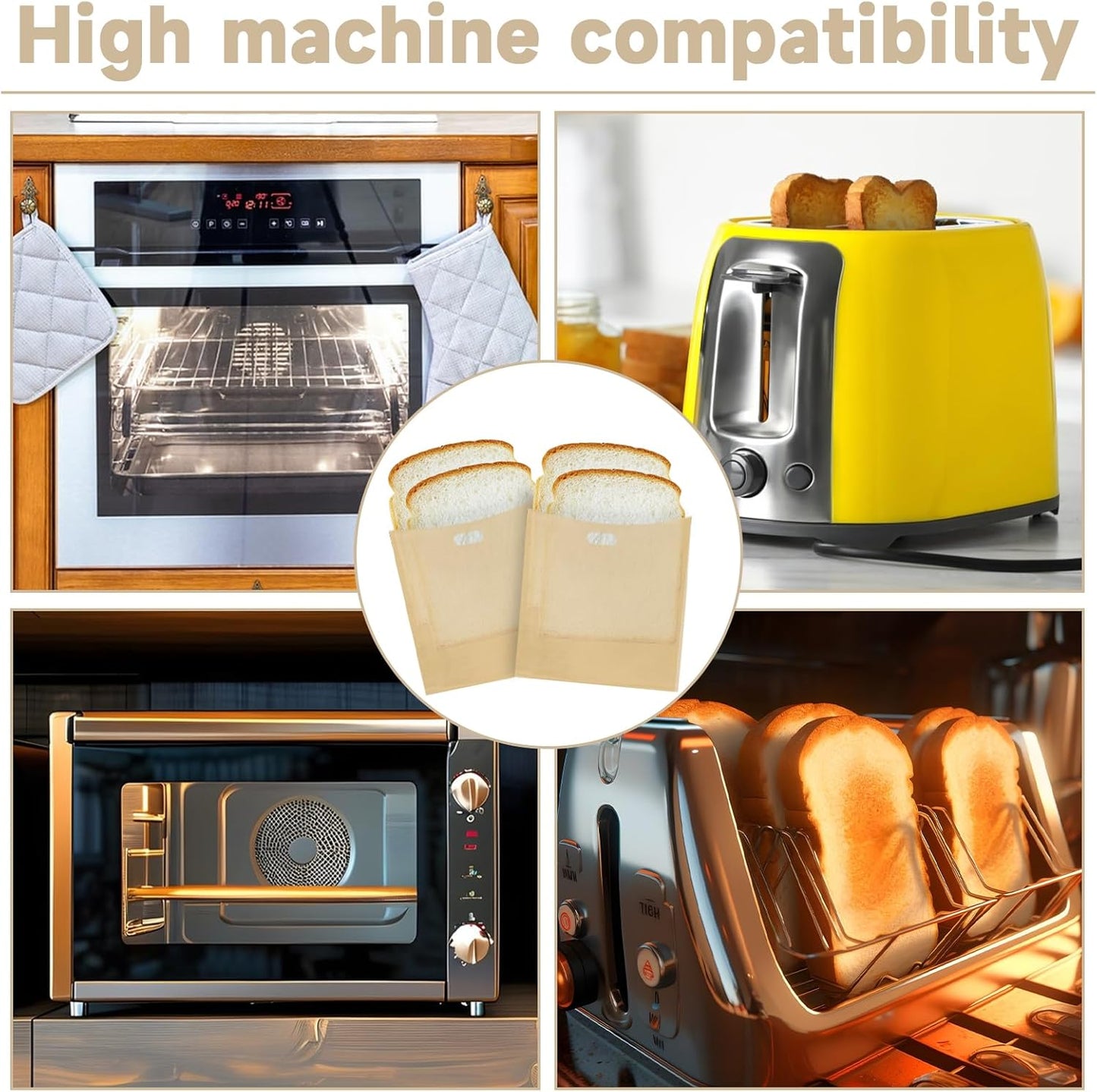 QTLCOHD 24 Pack Toaster Bags, Reusable Nonstick Toaster Grilled Cheese Bags Sleeves, Fiberglass Heat Resistant Sandwich Bag for Snacks Bread