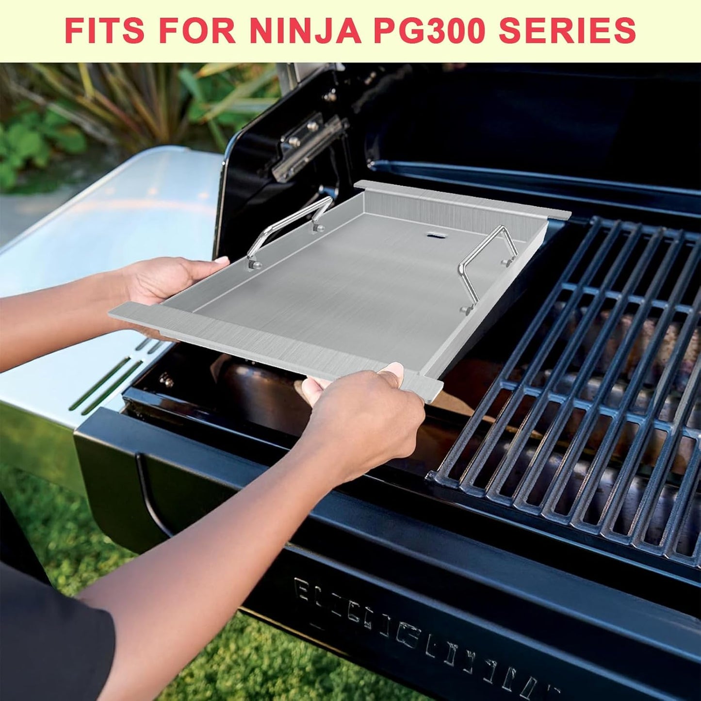 Upgrades Half Griddle for Ninja FlexFlame Grills, Stainless Steel Sizzle Griddle Plate for Ninja PG300 Grill Accessories, Compatible with ninja-Flex Flame Grill Accessories XSKHLFGRIDLE, 17''L x 12''W