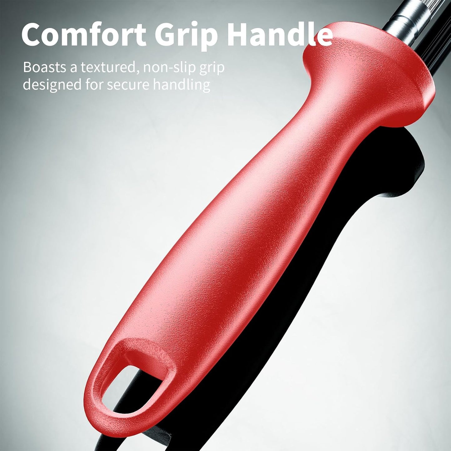 Knife Sharpener Rod, Kitchen Knives Sharpener Carbon Steel Professional Knife Sharpening Steel, Red Diamond Honing Rod with Hanging Holes (13 inches)