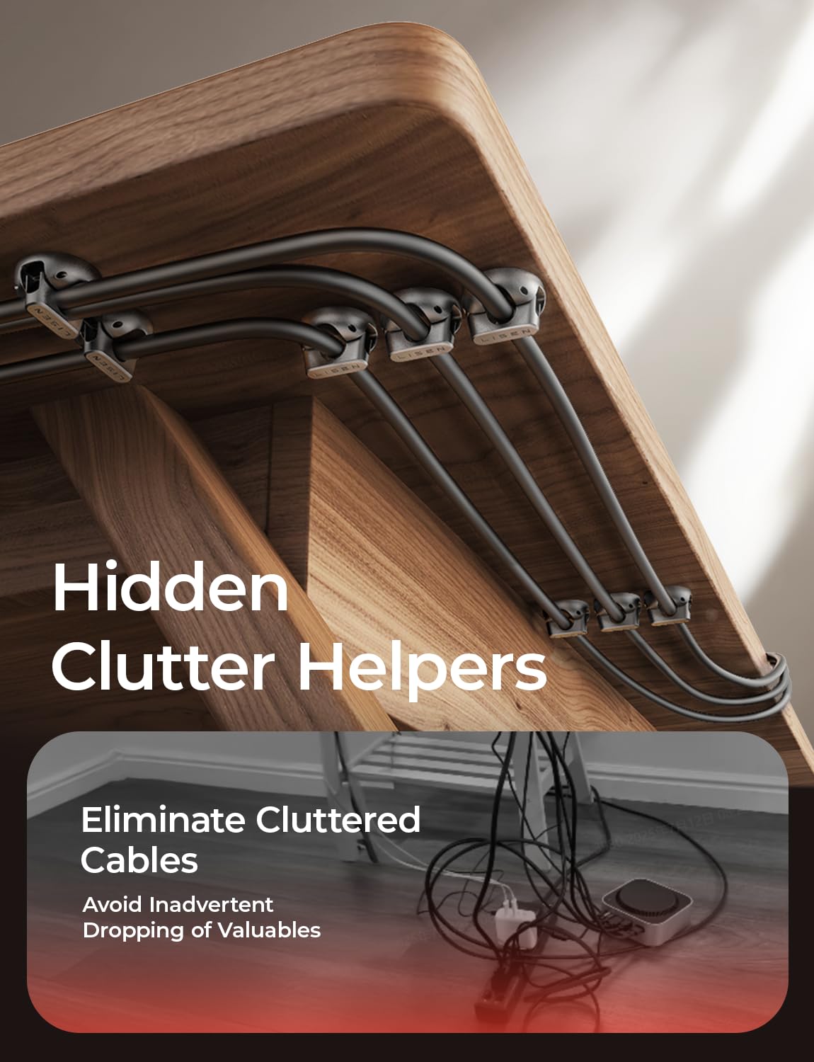 10 Pack Magnetic Cable Clips [2025 Minimum Size] LISEN Halloween Decor Christmas Decorations Indoor, Magnetic Cord Holder for Nightstand Desk, Cable Management for Home Office Organizer Dorm Wall Car