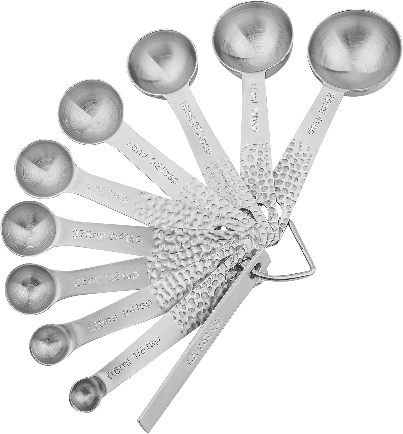 Measuring Cups and Spoons Set 19, Metric & US 18/8 Stainless Steel Measuring Cups and Spoons Set for Kitchen and Baking, Dry & Liquid Metal Measure Cup Spoon with Measure Equivalents