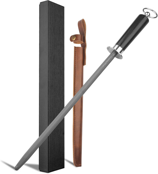 honing steel knife sharpener ，high carbon steel knife sharpener rod,12 Inch Knife Sharpening Steel Honing Rod（black）