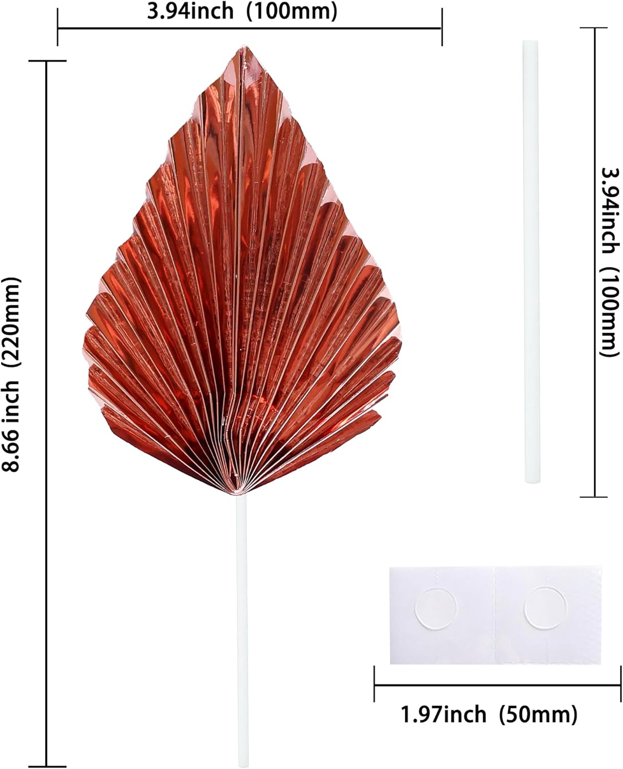 Gyufise 6Pcs Paper Palm Fan Cake Toppers Palm Spear Leaves Fan Cupcake Toppers Cake Insert Decorations Craft DIY Cake Bakeware Decoration for Birthday Wedding Party Supplies Light Rose Gold