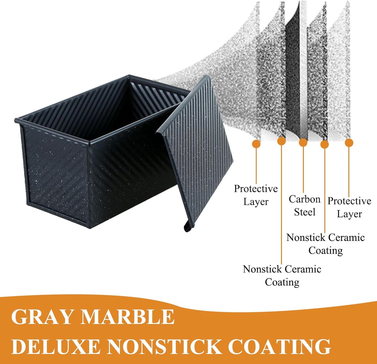 SS&CC Pullman Loaf Pan with Lid, 1LB Carbon Steel Nonstick Bread Baking Pan - Heavy Duty Loaf Pans for Homemade, Sourdough & Sandwich Bread, Bread Loaf Pan with Cover