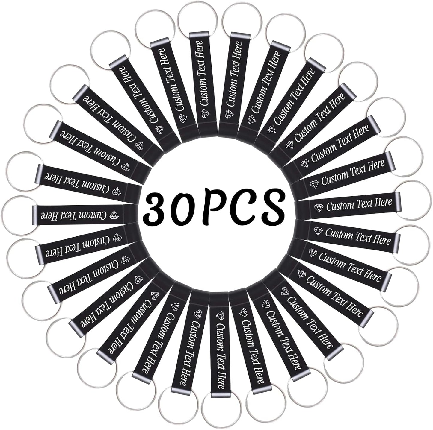 30PCS Personalized Bottle Opener Keychain Bulk Custom Beer Bottle Opener with Logo Text Engraved Wedding Bottle Opener Favors Customized Gifts for Guests Baby Shower Birthday Party-Black