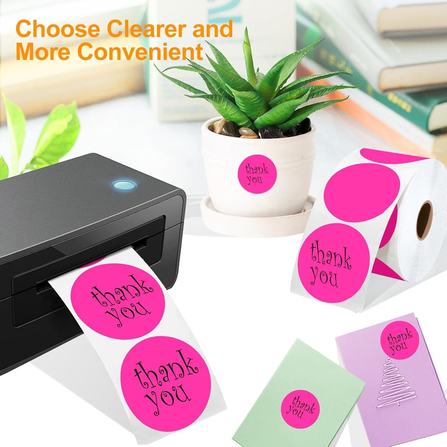 2 Inch Circle Thermal Sticker Labels, 2" Self-Adhesive Round Thermal Stickers for Business-750 Labels/1 Roll (Rose Red)