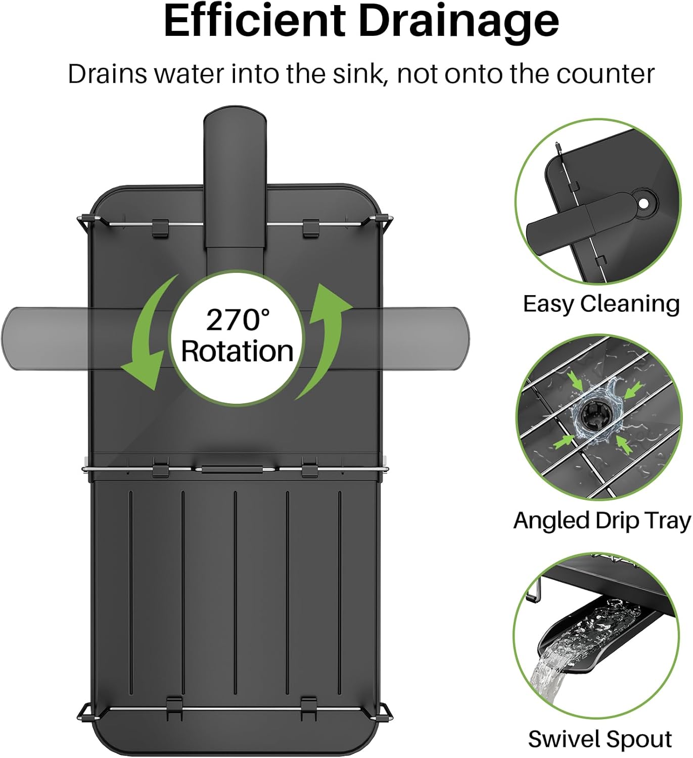 Dish Drying Rack, Expandable Dish Rack for Kitchen Counter, Stainless Steel Dish Drainer with Utensil & Cup Holder 13.8"-22.6" L x 12.1" W (Silver)
