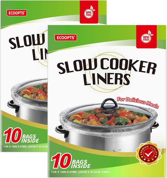 ECOOPTS Slow Cooker Liners Disposable Cooking Bags Small Size Pot Liners Fit 1QT to 3QT Suitable for Oval & Round Pot (20)