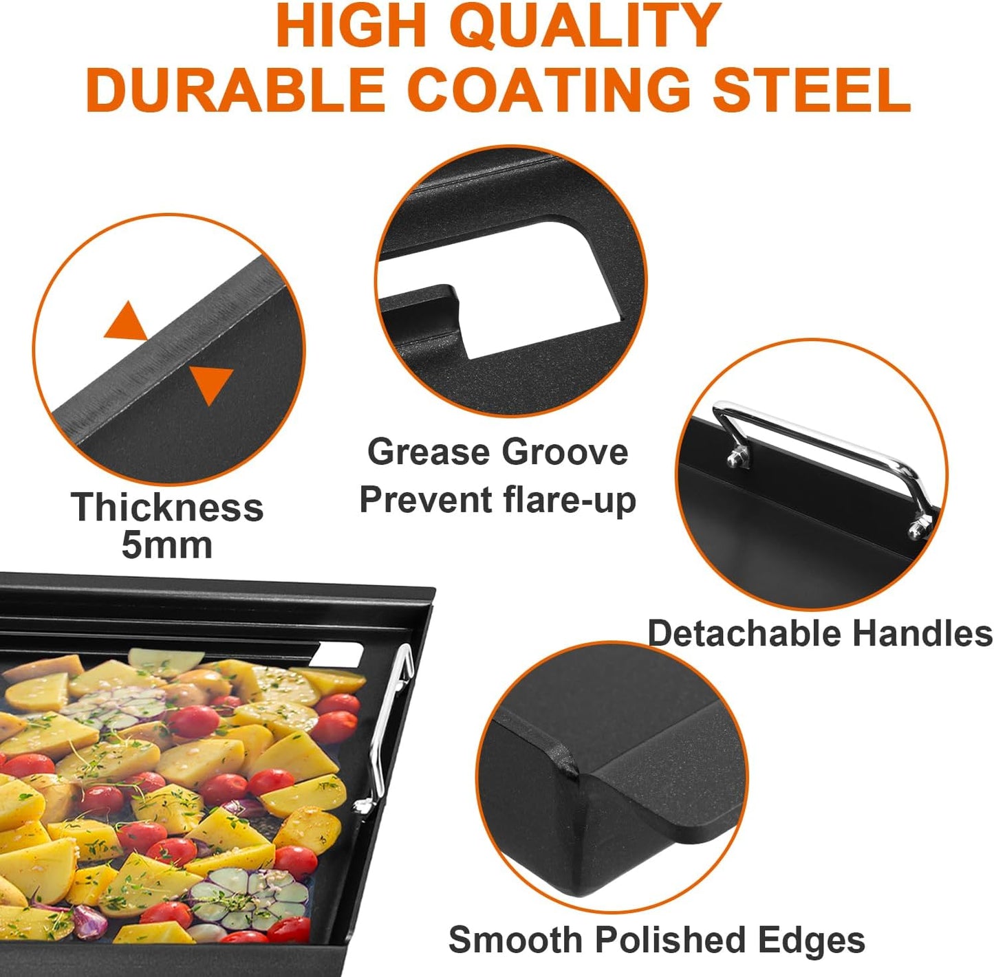 17" Full-Size Griddle Insert for Charbroil Performance 2 Burner 463630021 463660421 463630422 463660021 463655421 463655021, Replacement for G426-0004-W1 G426-0005-W1, Flat Top Griddle for Nexgrill