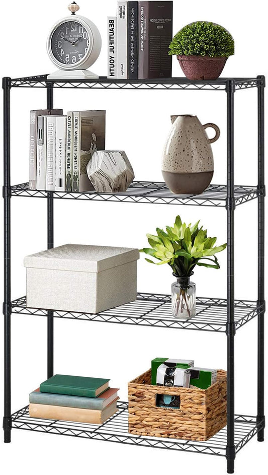 36" L×14" W×54" H Commercial Wire Shelving Unit Metal Shelf with 4 Tier Adjustable Layer Rack Strong Steel for Restaurant Garage Pantry Kitchen Garage，Black