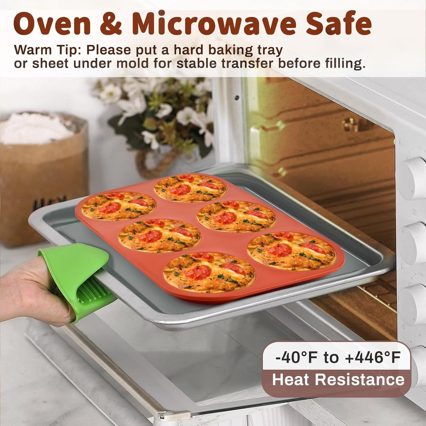 JOERSH Silicone Egg Mold Non-Stick 4 Inch Jumbo Size Muffin Top Pan, Large Round Silicone Molds for Baking Hamburger Bun, Egg Bites, Breakfast Sandwiches, Pancakes