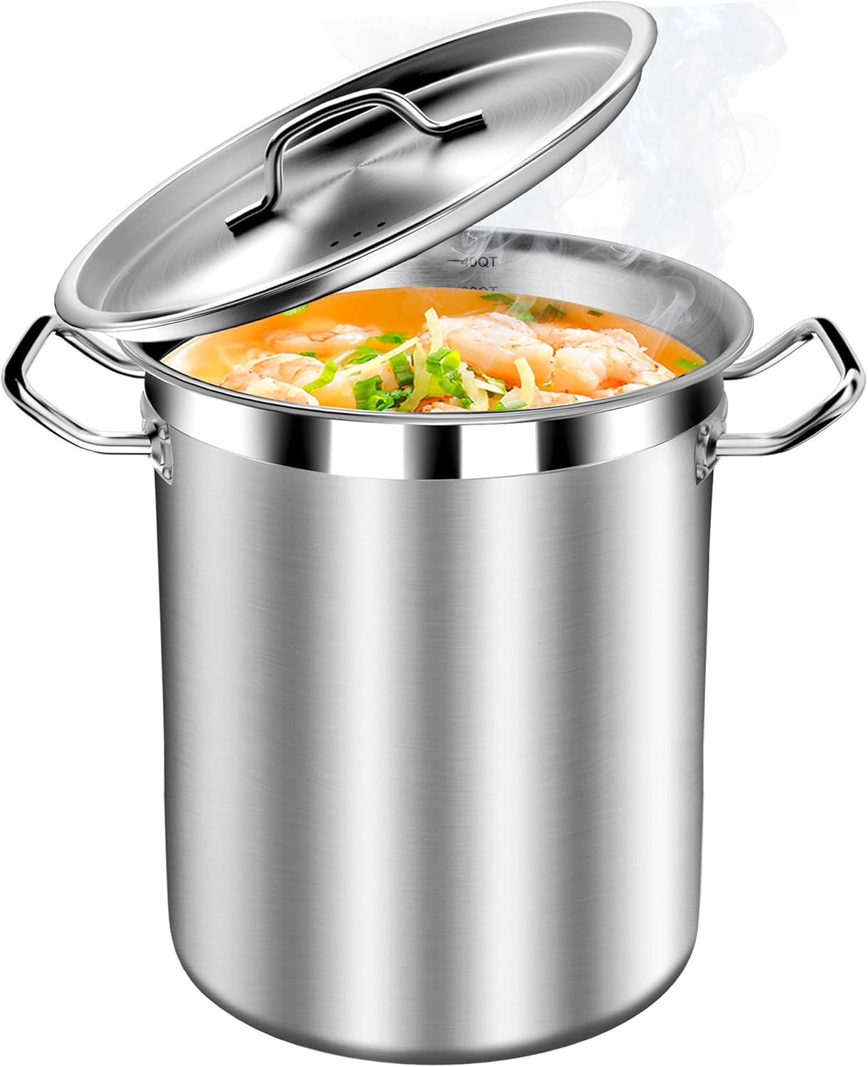 Large Soup Pot with Lid - 40 Quart Stainless Steel Stockpots, Cooking Pots, Stock Pot with Lid, Big Pots for Cooking, Heavy Duty, Induction & Oven Safe