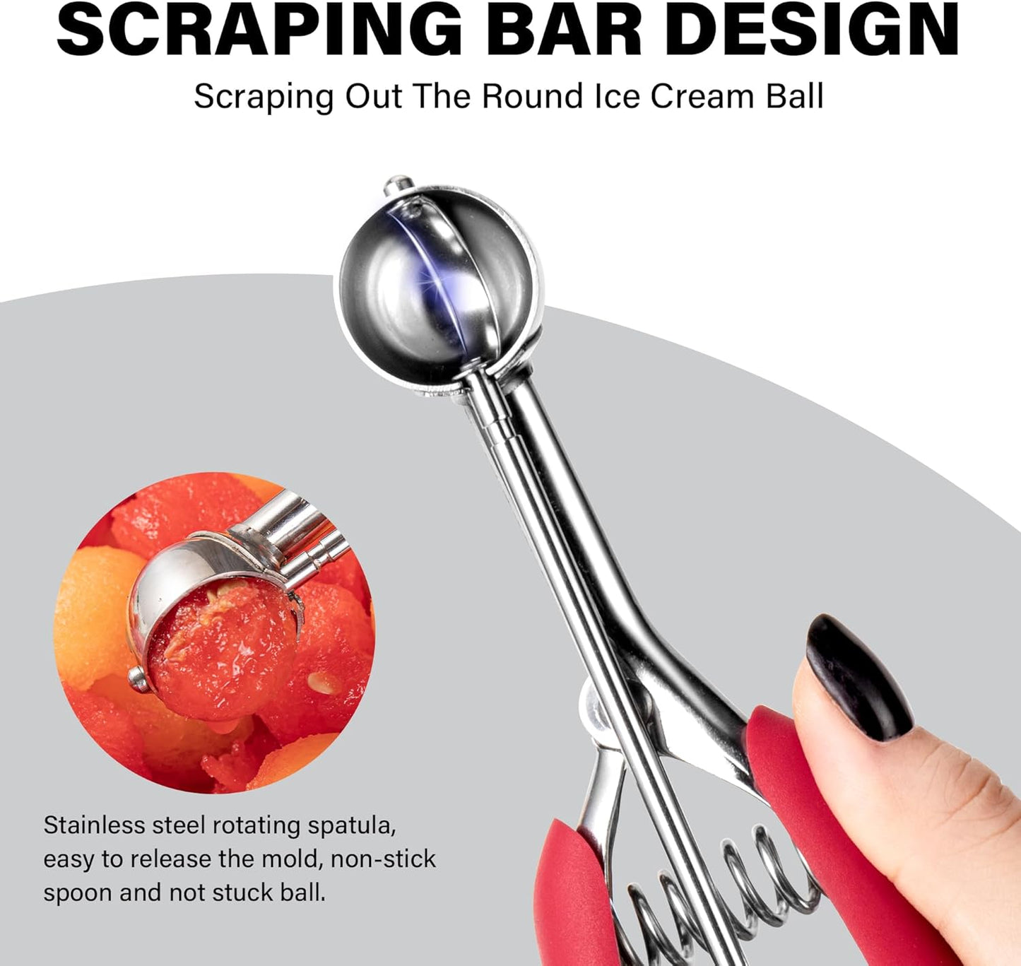 TJ POP Extra Small Cookie Scoop, 1 Teaspoon Cookie Scoop, Mini Ice Cream Scoop for Melon Baller, Cookie Dough, 0.2oz / 25mm, Easy Squeeze & Release, Red