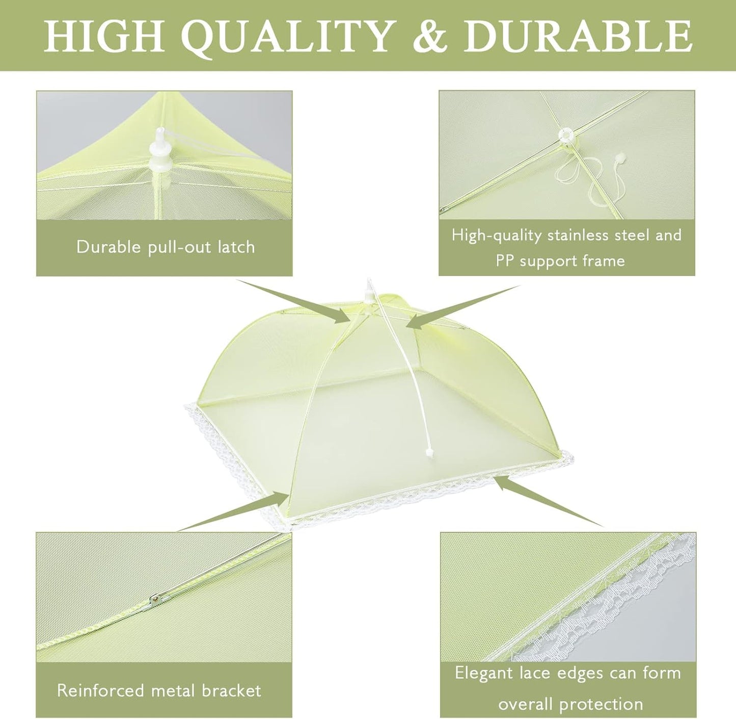 7 Pack Colorful Food Covers Food Tent for Outside Mesh to Keep Bugs away, Reusable Collapsible Food Nets(40x24*1,17x17*2,14x14*2,12x12*2) including Carry Bag,Ideal for Picnic Party BBQ Wedding Fruit