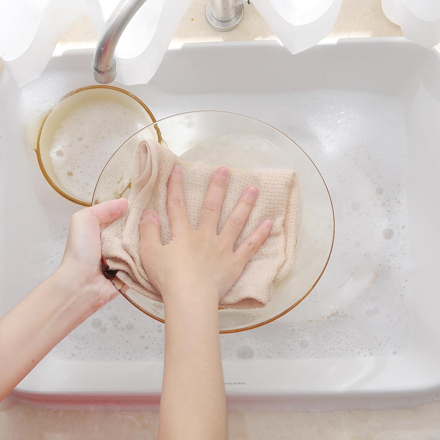 Homaxy 100% Cotton Waffle Weave Kitchen Dish Cloths, Ultra Soft Absorbent Quick Drying Dish Towels, 12 x 12 Inches, 8-Pack, Beige