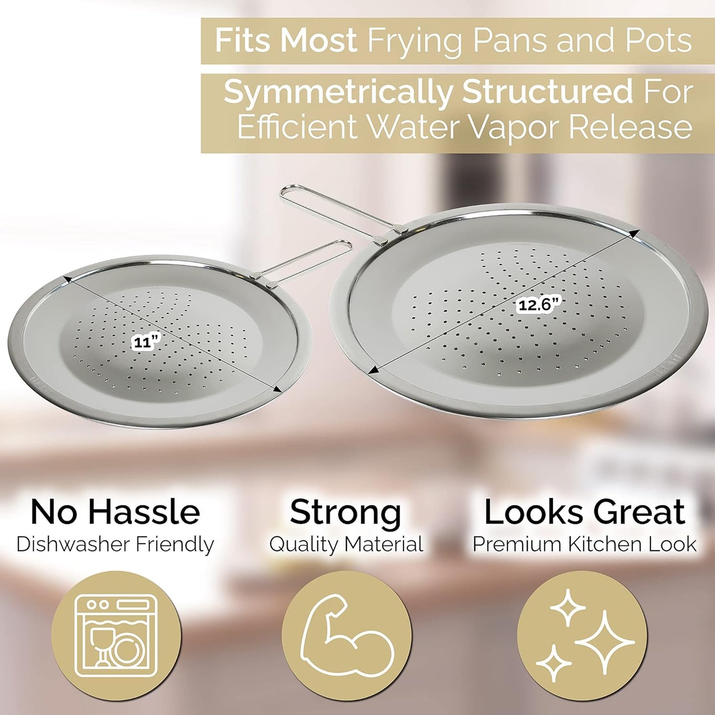 LUCETE Stainless Steel Splatter Screen 12.6" – Hot Grease Splatter Screen for Frying Pan - Oil Splash Guard - Protect your Skin from Burn & Keep Your Kitchen Cleaner (12.6 inch)