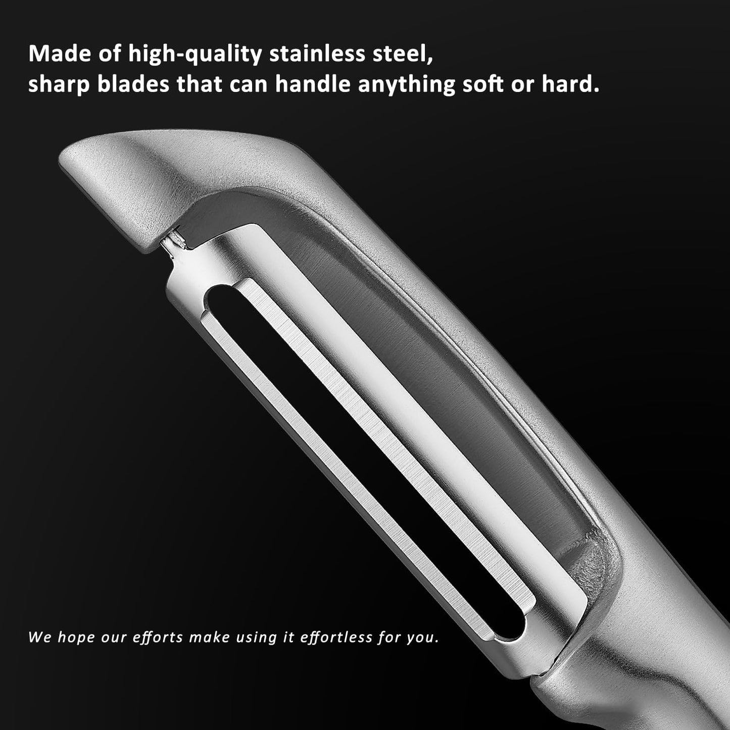 Premium I Type 304 Stainless Steel Multifunctional Kitchen Peeler Real Wood Handle Ultra Sharp Blade Vegetable Potato Apple(Carbonized Wood)