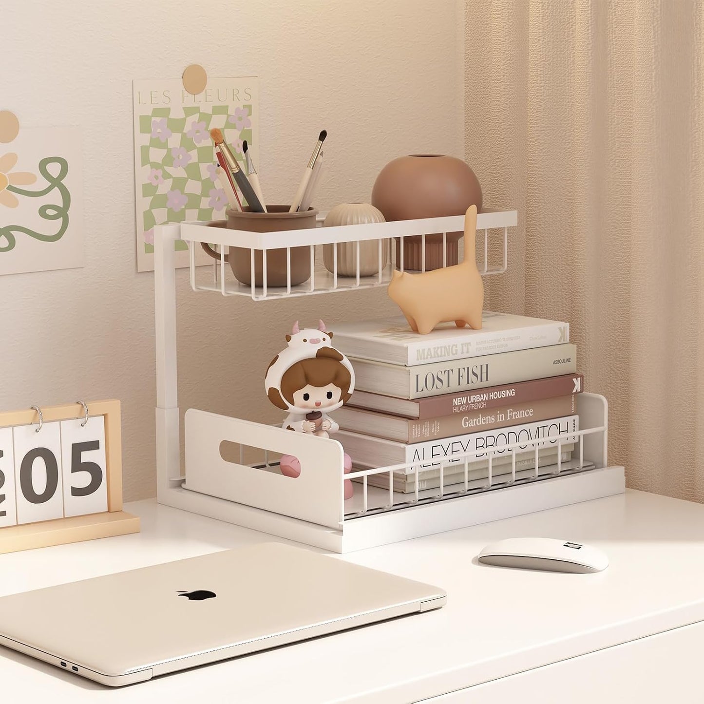 bukfen Under Sink Organizer, Pull Out Cabinet Organizer 2-Tier Slide Out Sliding Shelf Under Cabinet Storage Multi-Use for Under Kitchen Bathroom Sink Organizers and Storage,White,1 Pack