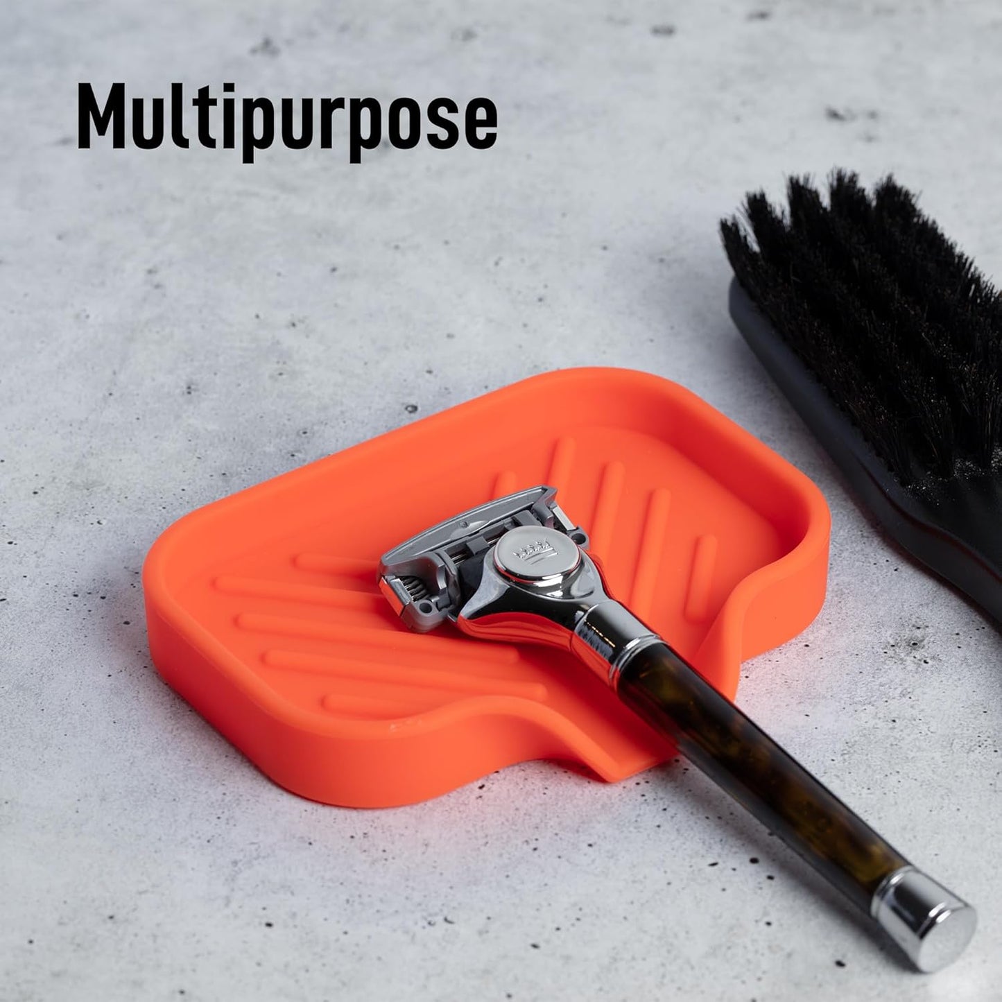 Zulay Kitchen Small Silicone Sponge Holder (4.9x3.3”) – Space-Saving Sink Organizer Tray for Sponge, Soap, Brush & More – Compact Non-Slip Dish for Kitchen & Bathroom (Orange)