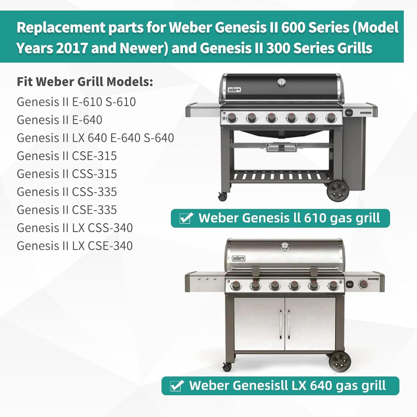 18 7/8" 304 Stainless Steel Grill Grates for Weber Genesis ii E-610 S-610 Genesis ii LX E-640 S-640 Genesis 2 Grill Parts for Weber Genesis ii 600 Series 66803 66096 Gas Grills 3 Pack