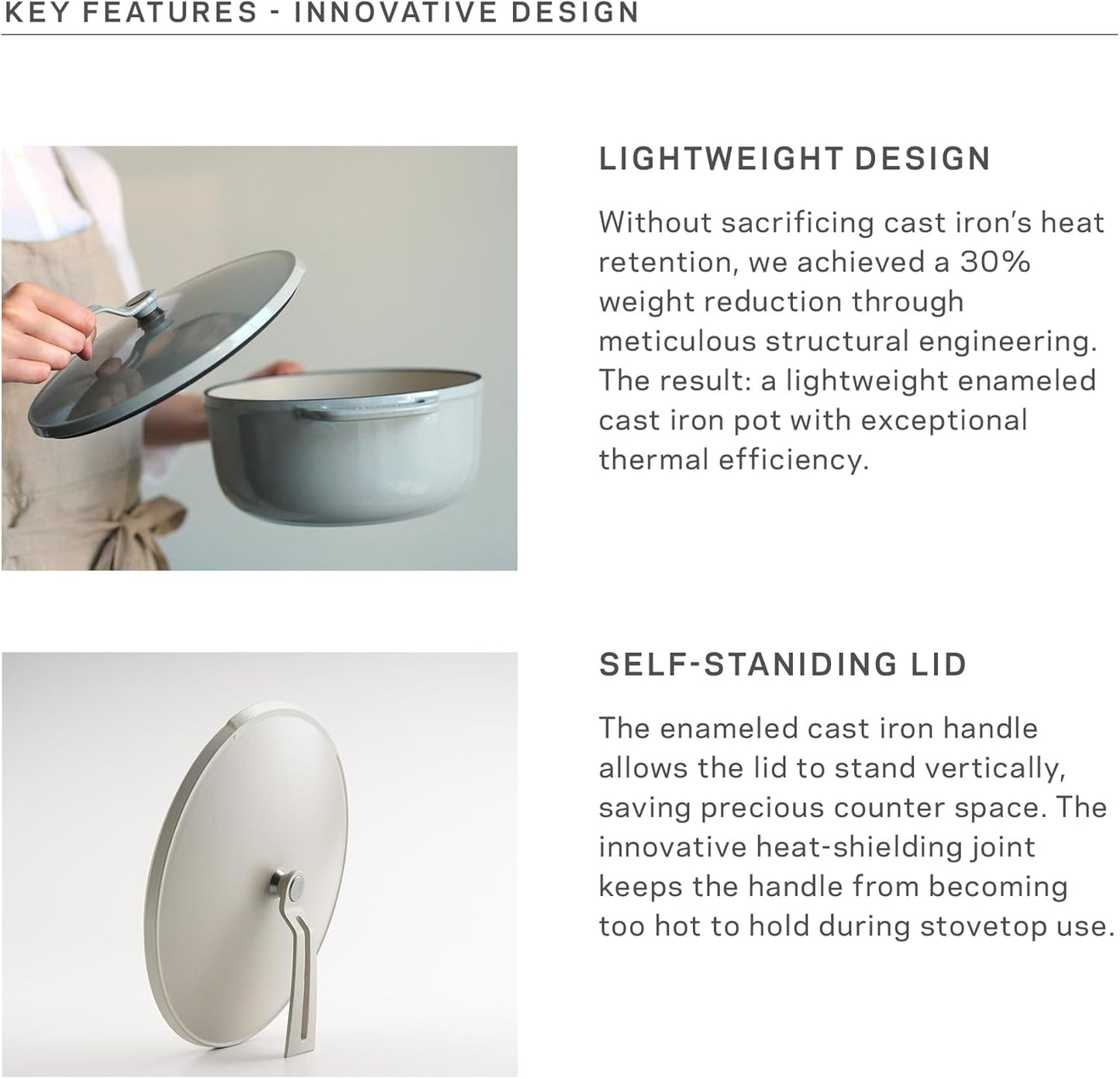 Vermicular Oven Pot 2.0 | Lightweight Enameled Cast Iron Pot | 22cm (3.7 Qt) | Non-Toxic | Induction-compatible | Dutch Oven | Made in Japan | Matte Linen Beige