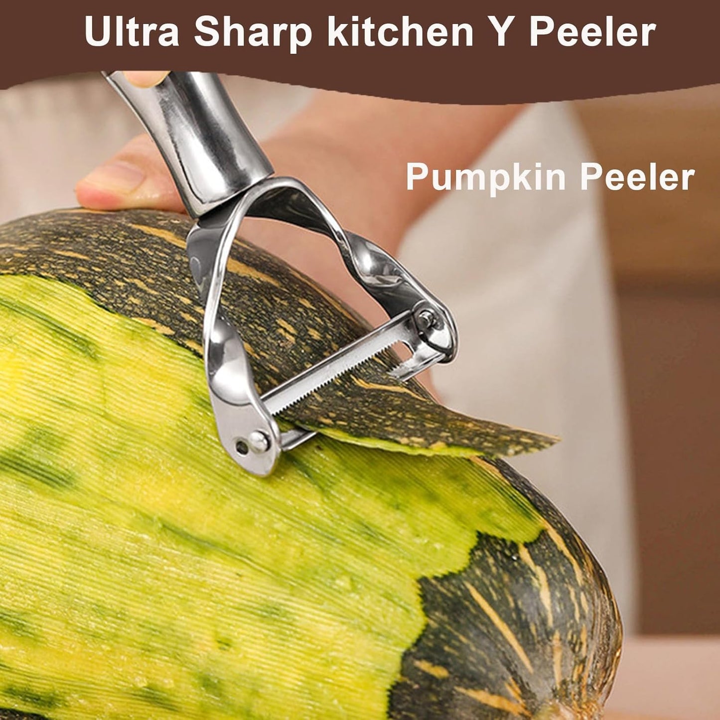 Premium Vegetable Peeler - Stainless Steel Serrated Y Potatoe Peeler for Veggie, Carrots, Apples - Ultra Sharp Swivel Blade Fruit Peeler with Ergonomic Natural Wood Handle