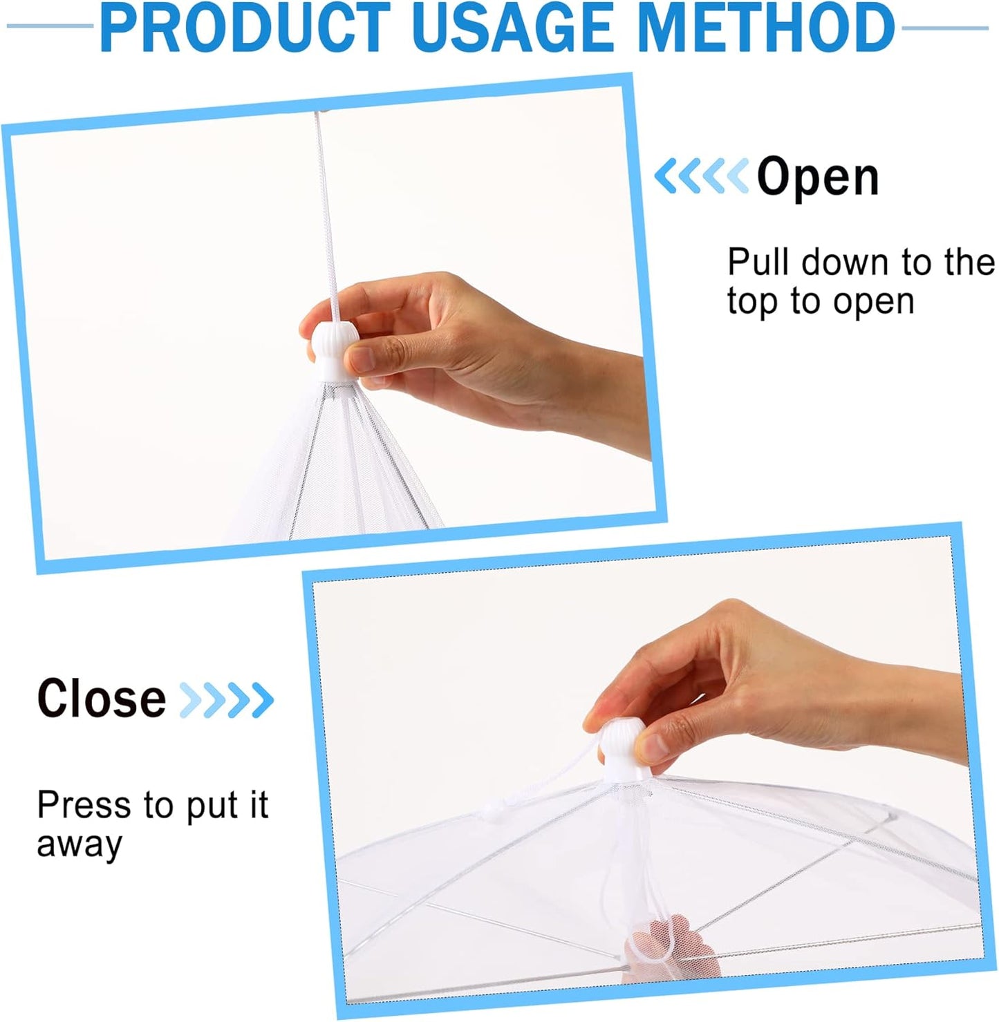 JULBEAR 4 Pcs Extra Large Mesh Food Cover Tent Umbrella Food Screen Covers for Outside Pop-up Mesh Reusable Food Nets for Parties Picnics Outdoor BBQs Collapsible (2 Pcs 40"x24", 2 Pcs 32"x24")