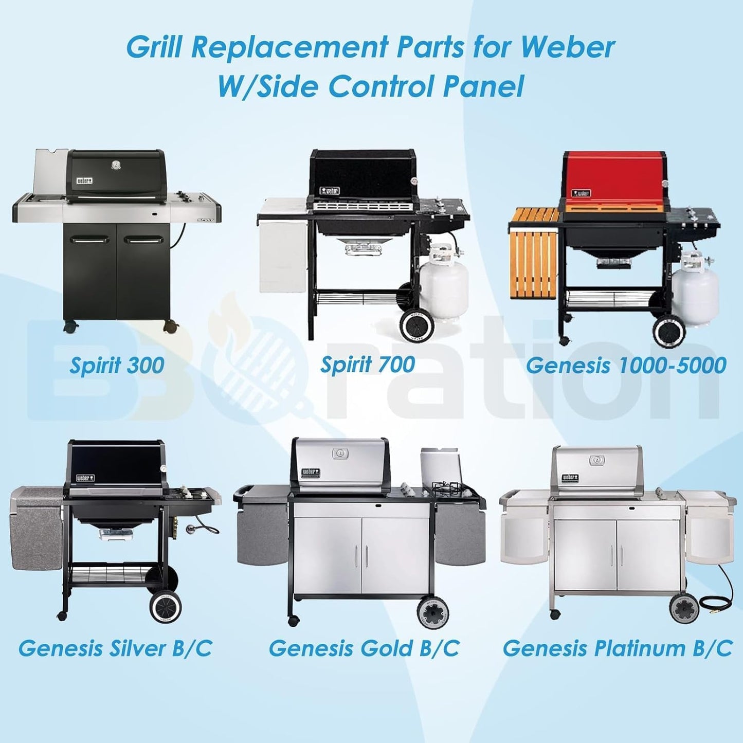 7638 17.5" Grill Grates Replacement for Weber Spirit II 300 Series, for Weber Spirit 300 Grill Grates, Genesis Silver/Gold/Platinum B/C, Genesis 1000-5000 for Weber Grill Grates