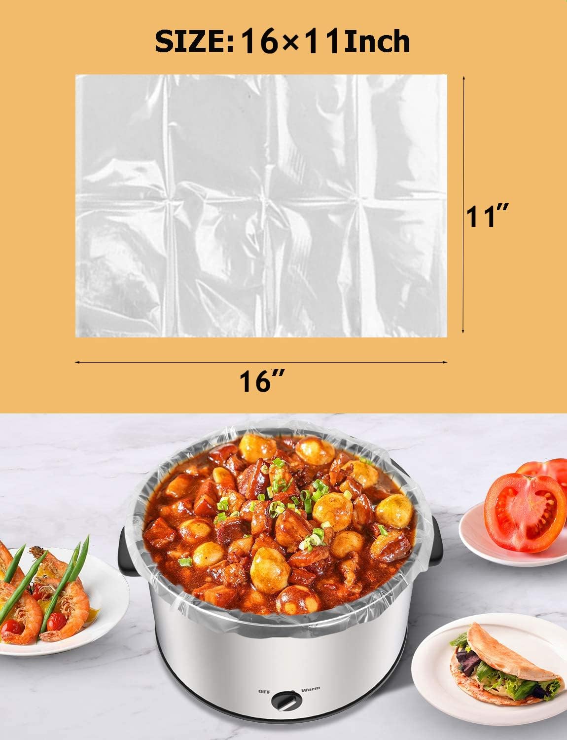 16 Counts Slow Cooker Liners Small Size(11 x 16 Inch) Kitchen Disposable Cooking Bags Fits 1 to 3 Quarts Safe for Oval or Round Pot (16)