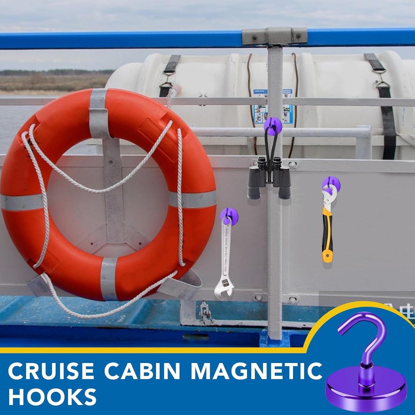 LOVIMAG Magnetic Hooks for Cruise Cabins, Cruise Essentials Must Haves, Cruise Magnets, Magnetic Key Holder, Strong Magnetic Hooks for Hanging, Fridge, Grill -12 Pack, 110lbs, Purple