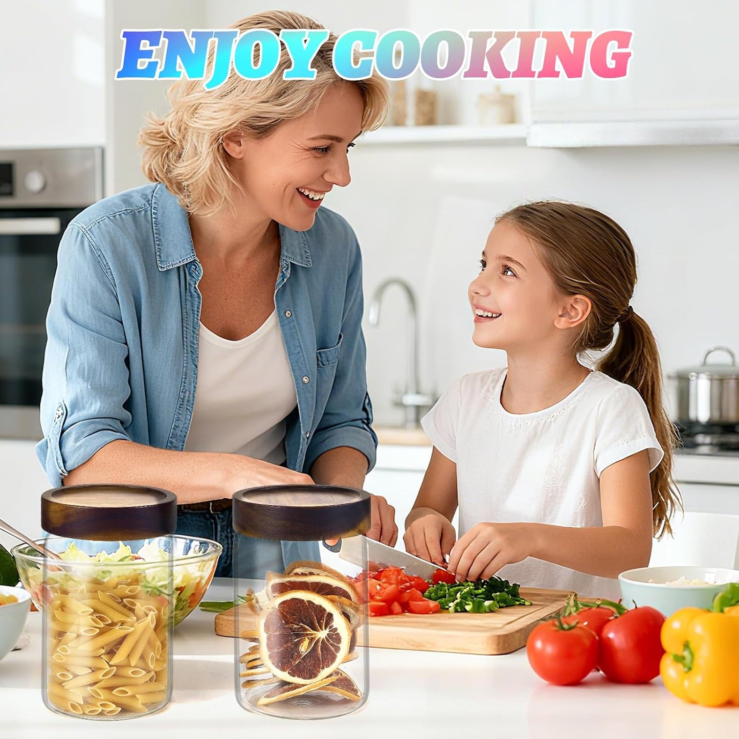 Glass Spice Jar Coffee Sugar Container Airtight Glass Jar Food Storage Canisters Bottle for Kitchen Seasoning Tea Herb Overnight Oats Bar Parfait Snacks (900ml/30oz-1Pcs)