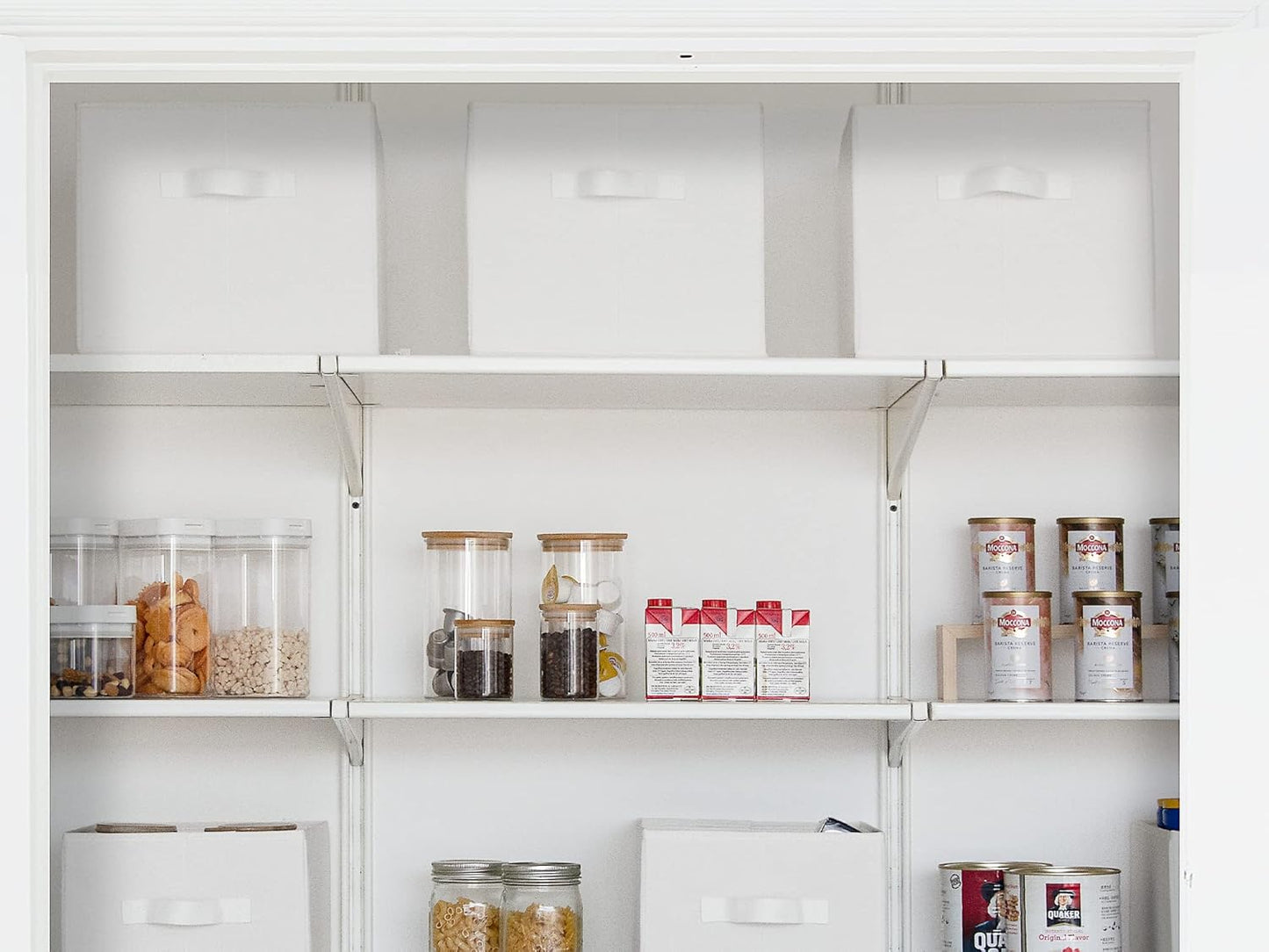 StorageWorks Storage Baskets for Shelves, Foldable Fabric Closet Storage Bins with Handles, Fabric Storage Bins Clothes Organizer, White, 3-Pack, Extra Large