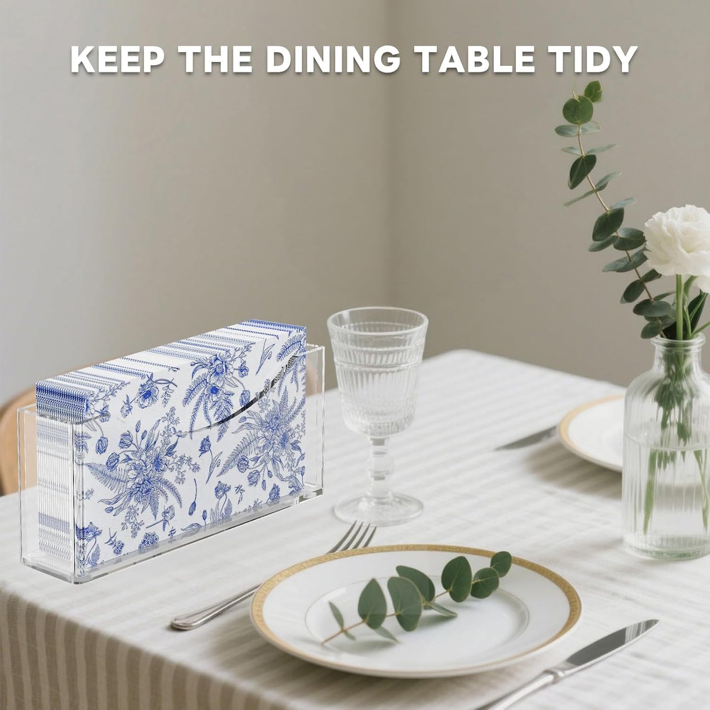 Acrylic Napkin Holder, Guest Towel Holder, Clear Waterproof Vertical Napkins Holder for Dining Table, Disposable Hand Towels Tray for Bathroom, Hotel, Kitchen