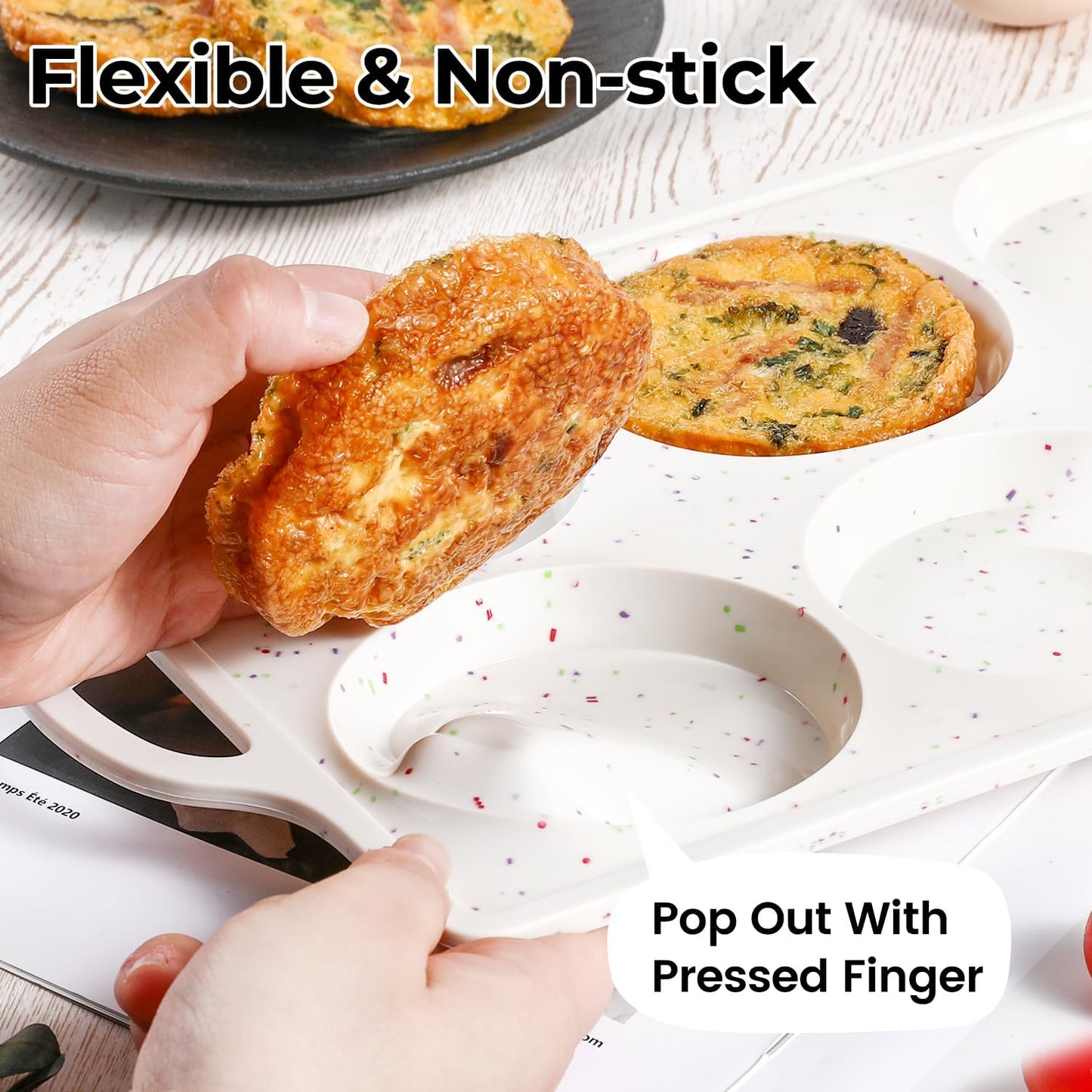 Muffin Top Pan Non Stick,4 Inch Metal Frame Round Egg Baking Pan for Oven English Muffins, Whoopie Pies, Corn Bread, Egg Bites, Breakfast Sandwiches Tarts 2 Confetti