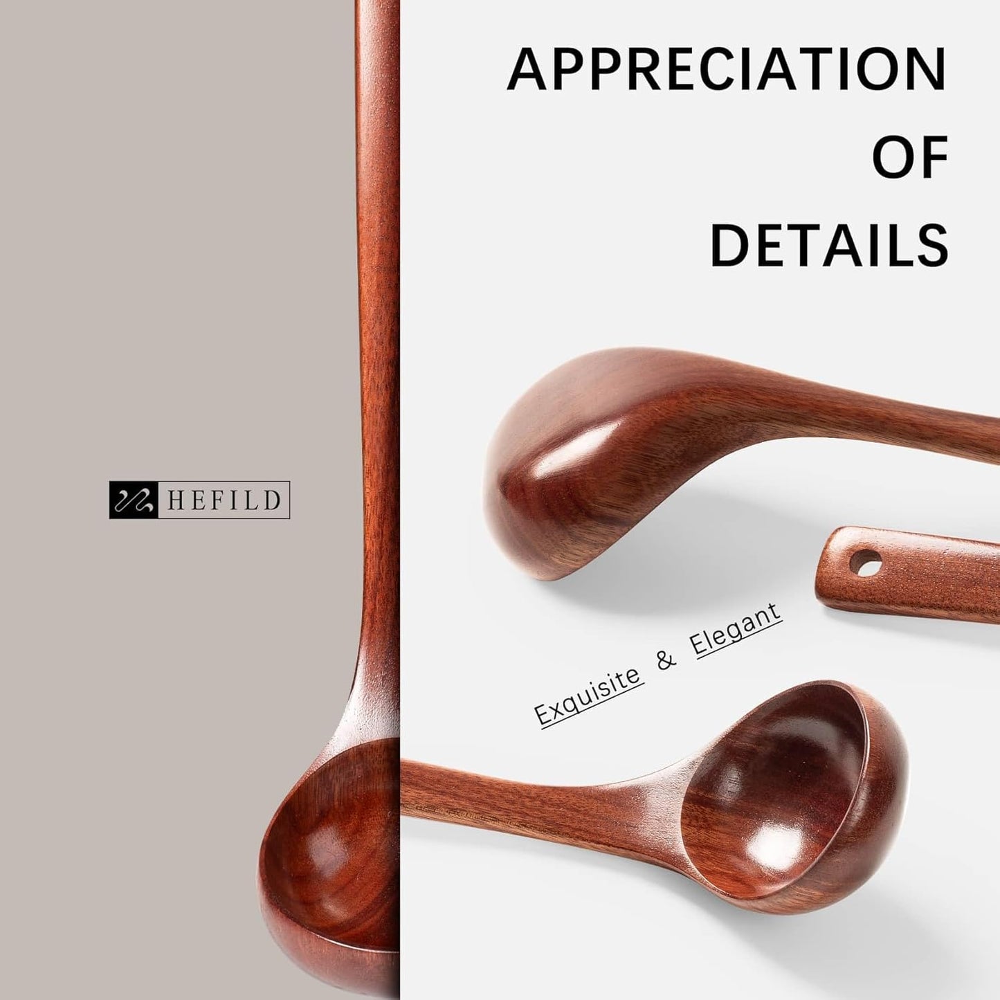 Wooden Soup Ladle, 10.8" Handle, 1.6 fl oz Medium Scoop Utensil for Serving & Cooking, Red Wooden Ladle – Wood Spoon for Soup Natural and Sustainable