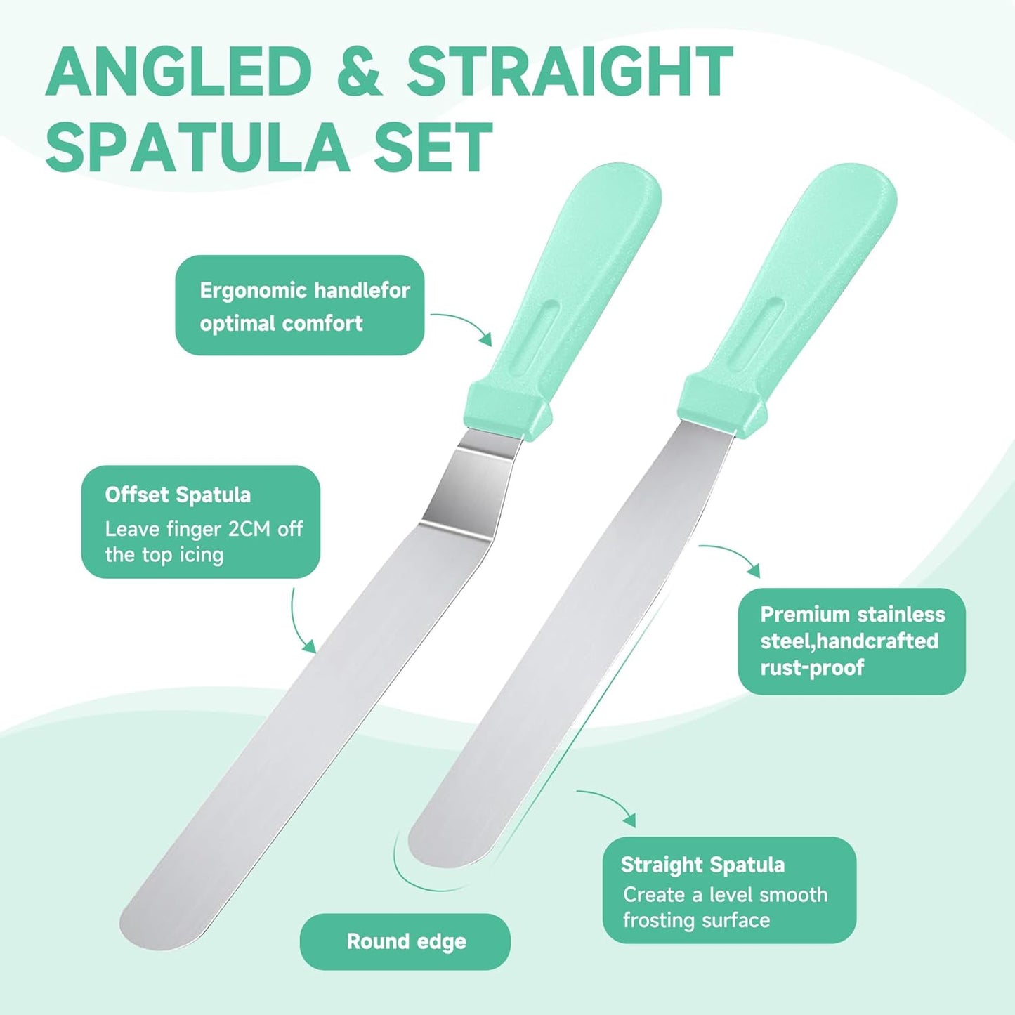 Cake Decorating Kit,137pcs Cake Decorating Supplies with Cake Turntable for Decorating,Pastry Piping Bag,Russian Piping Tips Baking Tools, Cake Baking Supplies for Beginners(Green)