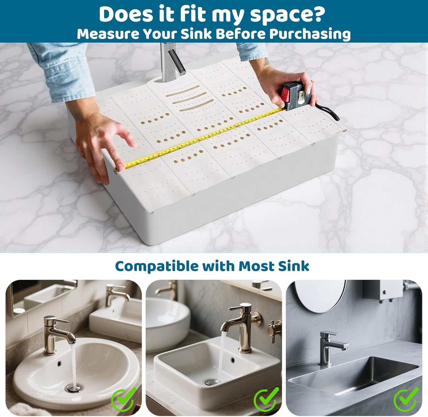 Bathroom Sink Cover for Counter Space, Sink Mat Foldable Sink Cover, Silicone Makeup Organizer Mat Space Saver, Small Bathroom & Rv Camper Travel Must Haves Accessories, Pearl