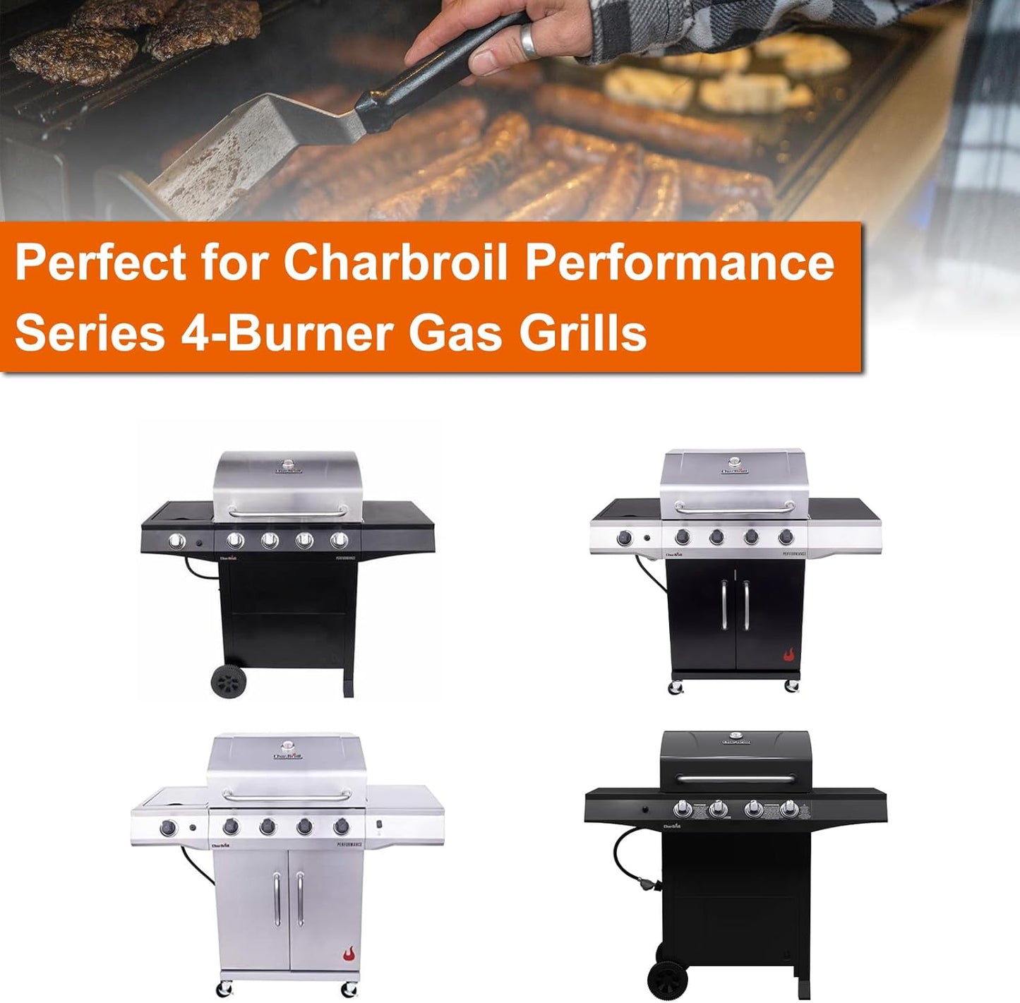 Full-Size Griddle Inserts for Charbroil Performance 4 Burner, Flat Top Griddle for Charbroil Grill 463354021 463365021 463352521 463365522 463350521, Replacement Parts for G426-0004-W1 G426-0005-W1