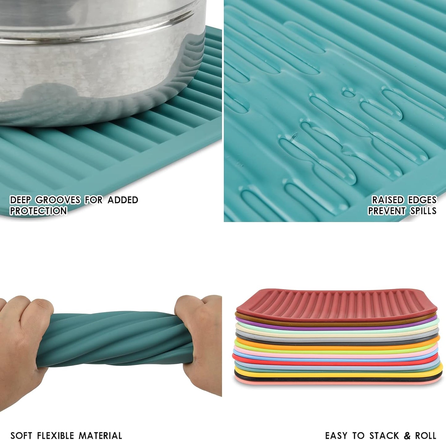 Smithcraft Silicone Trivets Mats for Hot Dishes and Hot Pots, Hot Pads for Countertops, Tables Pot Holders Spoon Rest Small Drying Mats Set of 2 Color Purple