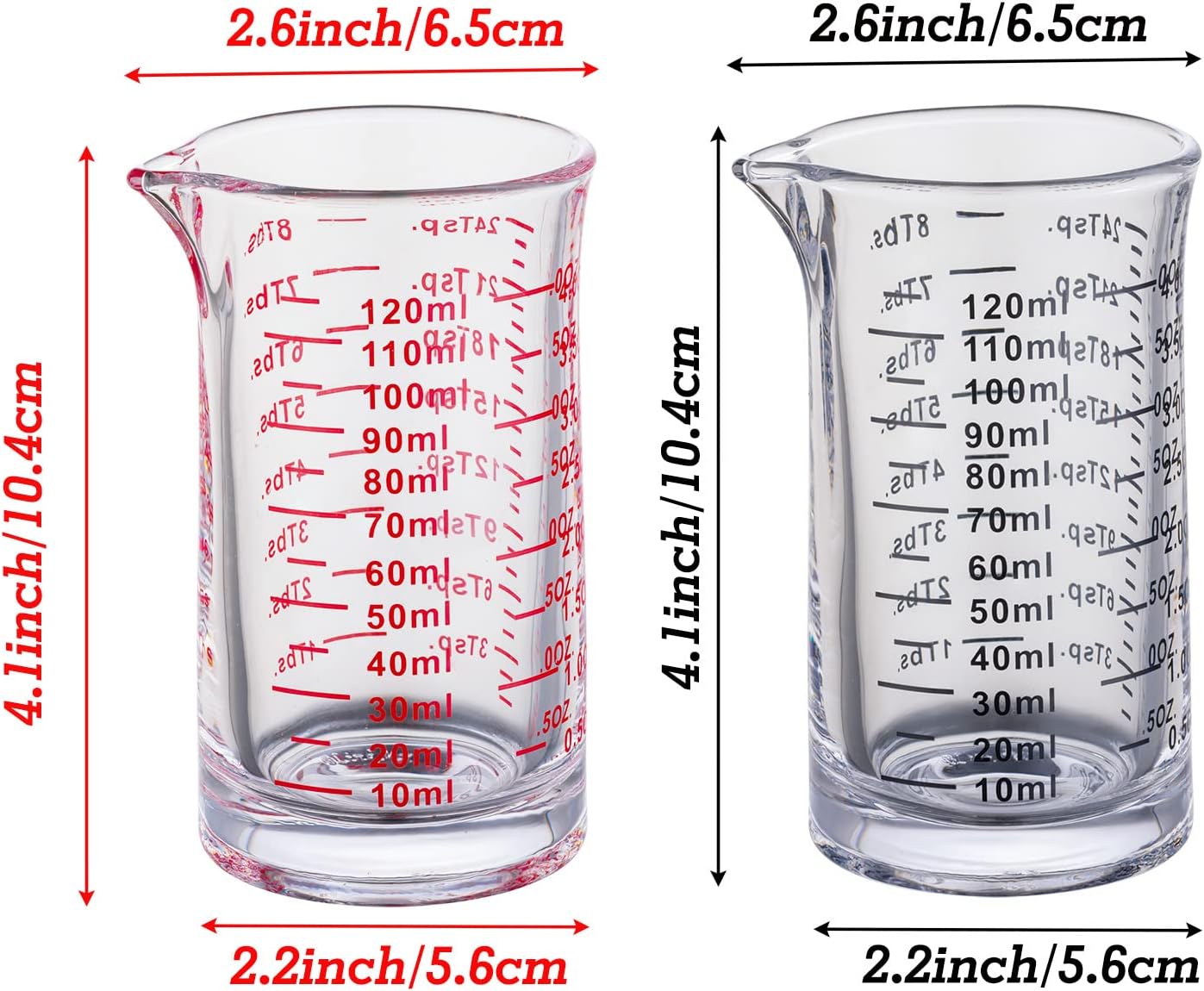 Ackers 4 Oz Glass Measuring Cup,Borosilicate Shot Glass with V-Shaped Spout(Pack of 2)