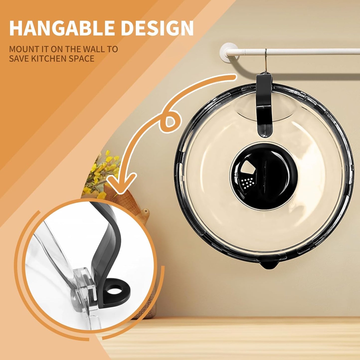 Microwave Splatter Cover, Microwave Cover with Water Steamer, 10 Inch Plate Covers with Integrated Handle Splatter Guard, Kitchen Gadgets & Accessories, House Essentials for Gift-Black