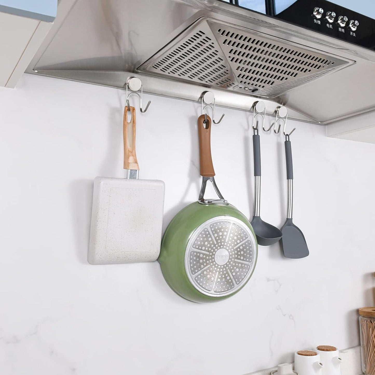 Magnetic Hooks 304 Stainless Steel Hooks Heavy Duty Magnets Hanging Hooks for Refrigerator Grill Toolbox Cabins Outdoor,Cruise Essentials Camper Accessories,8pack(Silver,1.3in-2)